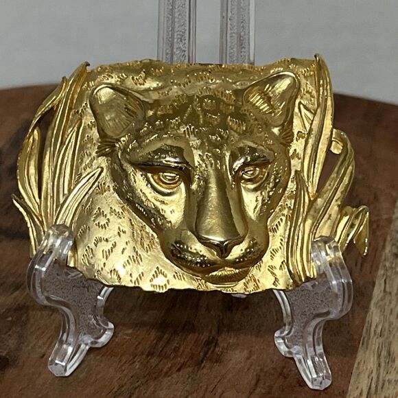 Vintage JJ Jonette 1986 Gold Tone Big Cat, Tiger, Panther Brooch Pin Statement - Picture 1 of 4